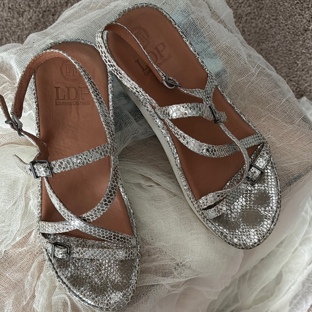 L'Amour Silver and Brown Sandals